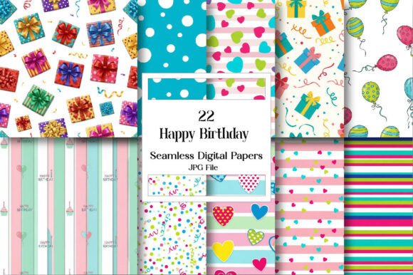 Download Happy Birthday Digital Paper Set - Digital paper set Collection