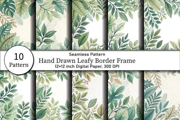 Download Hand Drawn Leafy Border Frame - Leafy border Collection