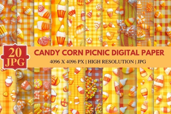 Download Candy Corn Picnic Digital Paper - Premium Bundle