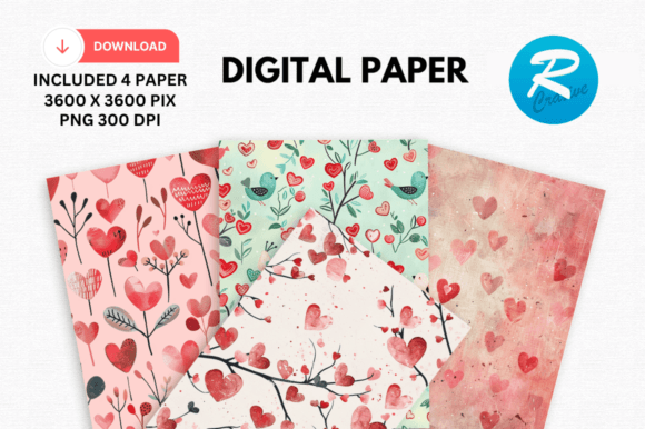 Download Cute Heart Valentine's Day Digital Paper - Heart valentine Collection