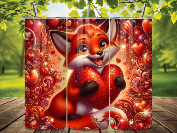 Download Fox Big Red Heart Valentine Tumbler Wrap - Heart valentine Collection