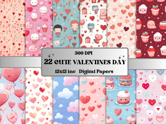 Download Cute Valentine's Day Digital Paper - Valentine's day Collection