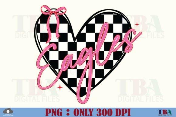 Download Eagles Checkered Heart Valentine Mascot - Heart valentine Collection