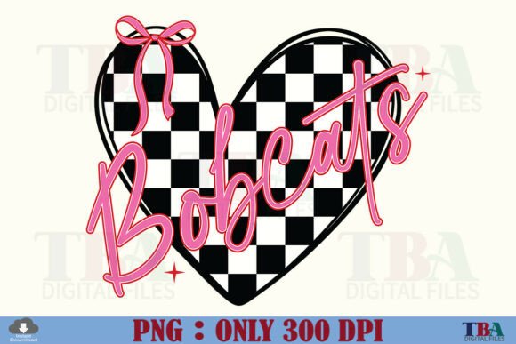 Download Bobcats Checkered Heart Valentine Mascot - Heart valentine Collection