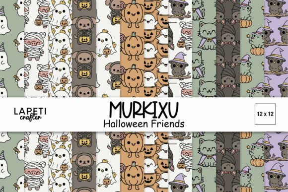 Download Cute Halloween Animals Digital Paper Set - Digital paper set Collection