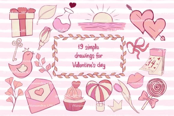 Download Valentine's Day Doodle Illustrations Set - Valentine's day Collection
