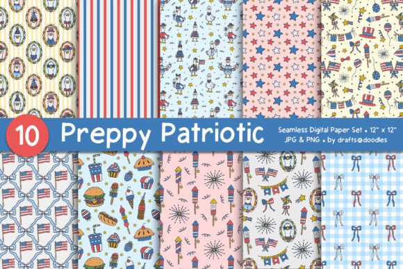 Download Preppy Patriotic Digital Paper Set - Digital paper set Collection