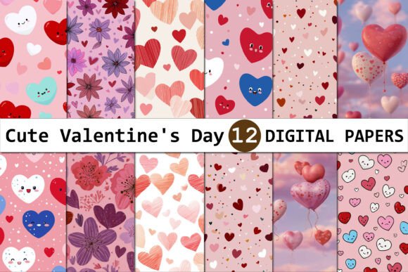 Download Cute Valentine's Day Digital Paper - Valentine's day Collection