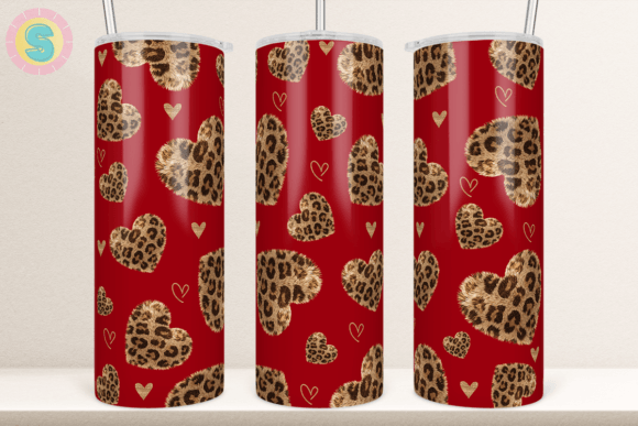 Download Leopard Fur Heart Valentine Tumbler Wrap - Heart valentine Collection